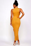 Sleeveless fitted dress Mustard