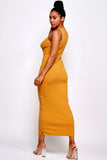 Sleeveless fitted dress Mustard