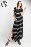 PLUS Size Stripe V-Neck  Maxi dress