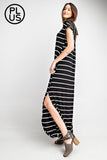 PLUS Size Stripe V-Neck  Maxi dress