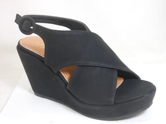 Black wedge open-toe