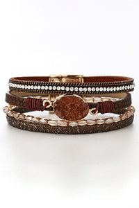 Brown multi-strand leather bracelet