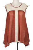 Burnt orange/Beige sleeveless PLUS top