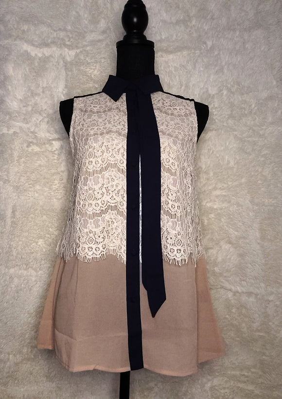 Navy/Peach Lace top