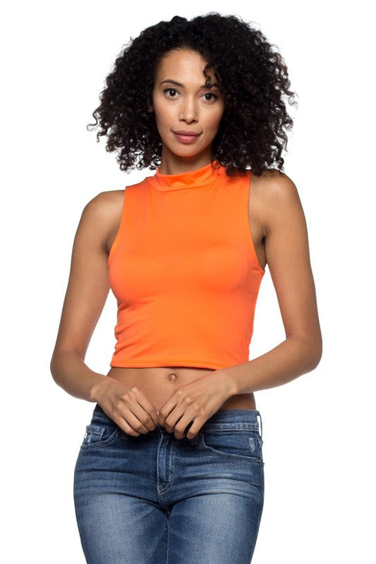 Sleeveless Coral Crop Top