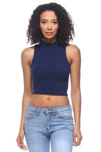 Sleeveless Navy Crop Top