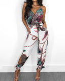 Floral High Split Jumpsuit