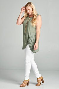 Sage Plus Size Sleeveless Twist Tunic Top