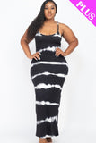 Sleeveless Black tie-dye maxi dress