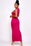 Sleeveless fitted dress-Fuchsia