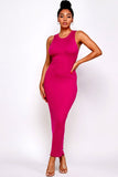 Sleeveless fitted dress-Fuchsia